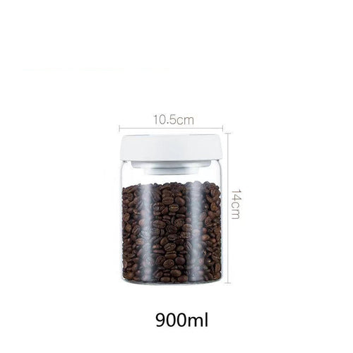 Vacuum Sealed Jug Set Black Coffee Beans Glass Airtight Canister