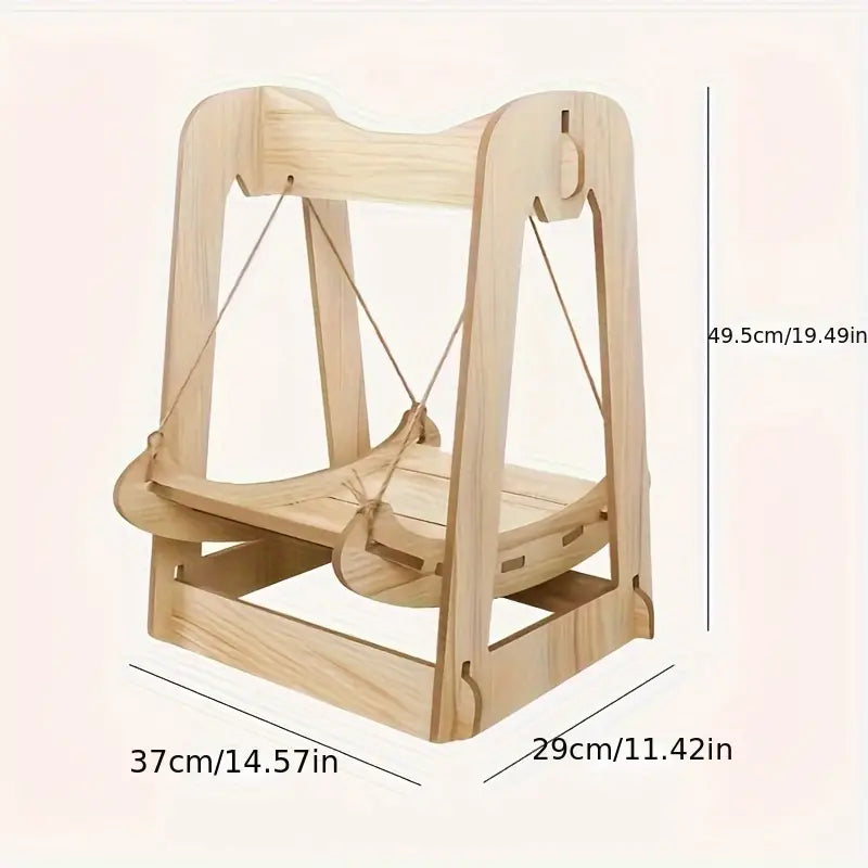 Wooden Rocking Bed Cat Furniture - Double Layer Cat Hammock-2