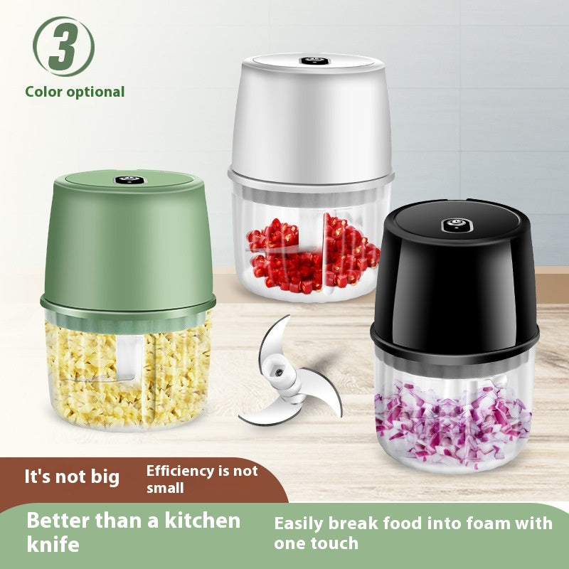 Handheld Cordless Garlic Mincer Compact Battery-Powered Food Processor