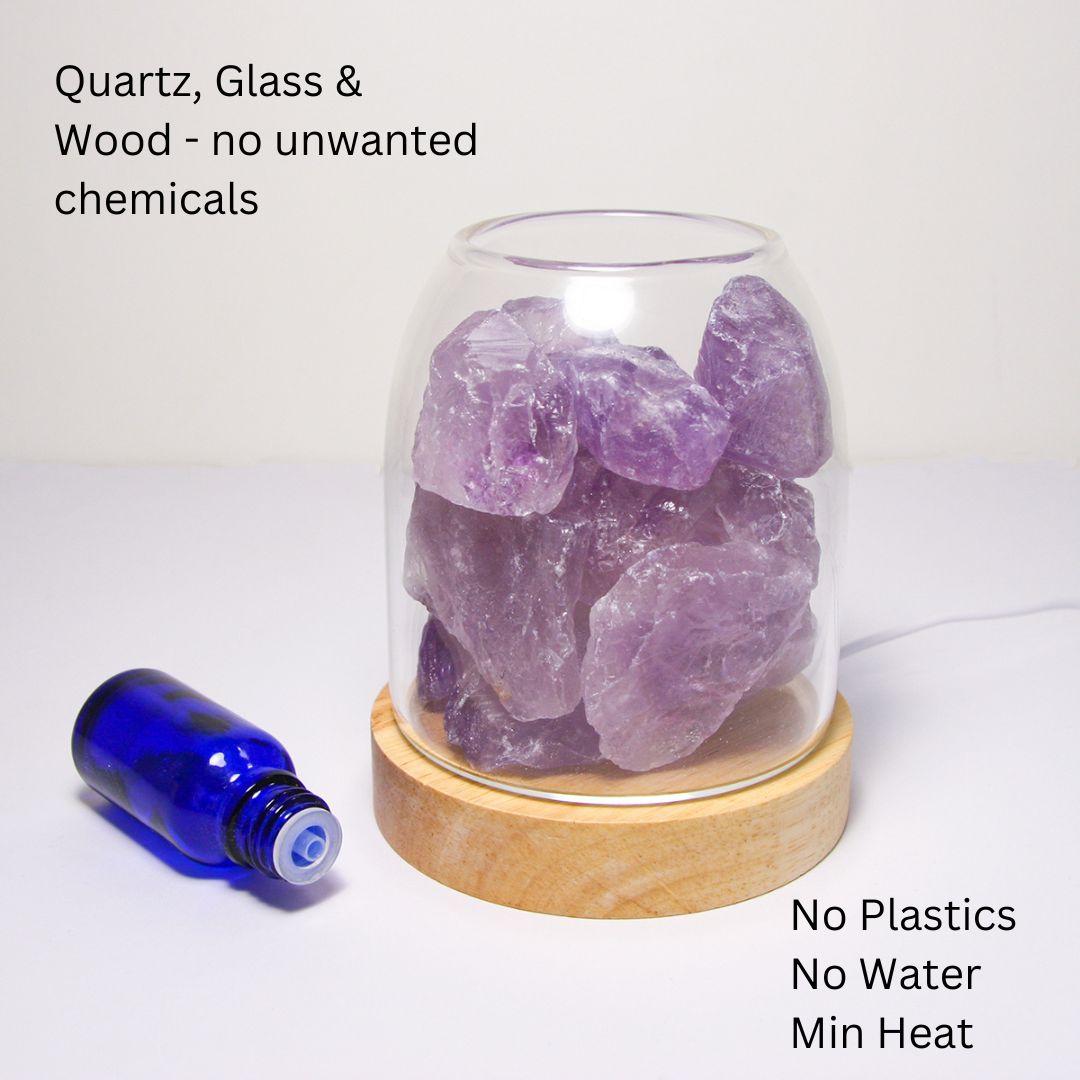 AURORA 2 Crystal Light | Essential Oil Diffusing | Natural Quartz 500g | Options - Amethyst / Green Calcite-3