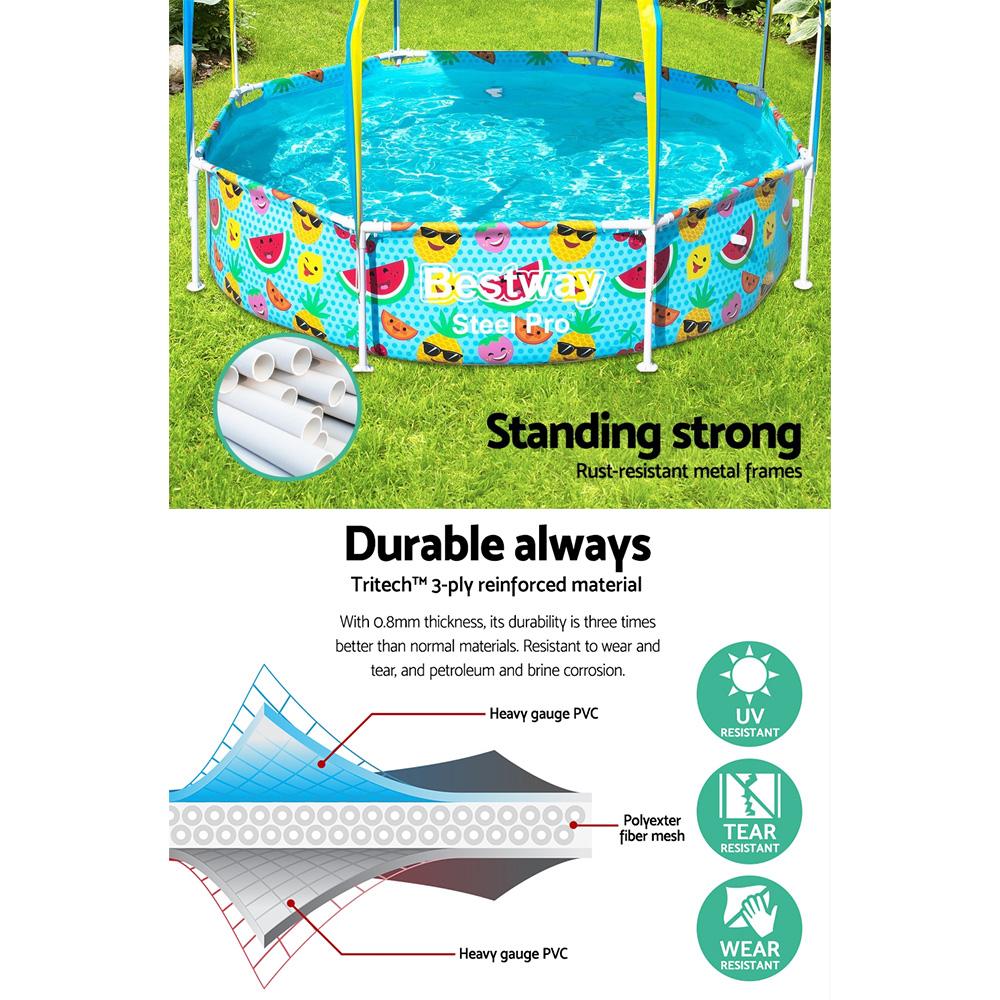 Bestway Kids Pool 244x51cm Steel Frame Swimming Play Pools Canopy