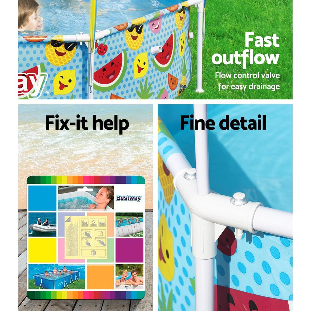 Bestway Kids Pool 244x51cm Steel Frame Swimming Play Pools Canopy