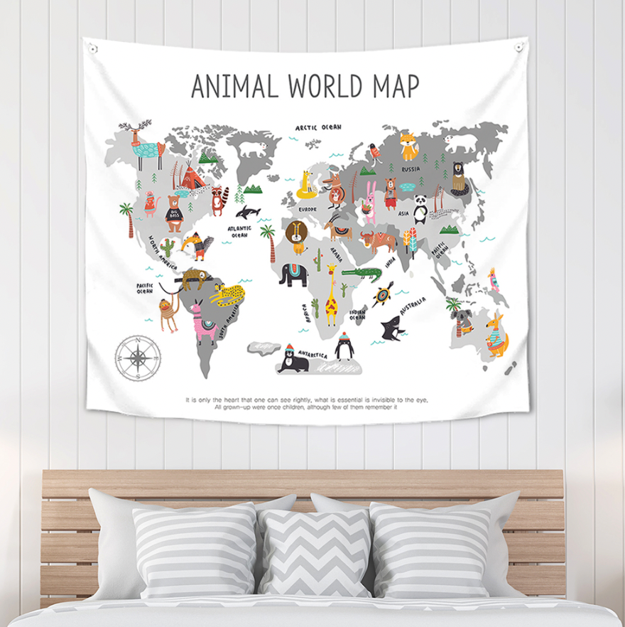 Animal World Map 150cm x 130cm