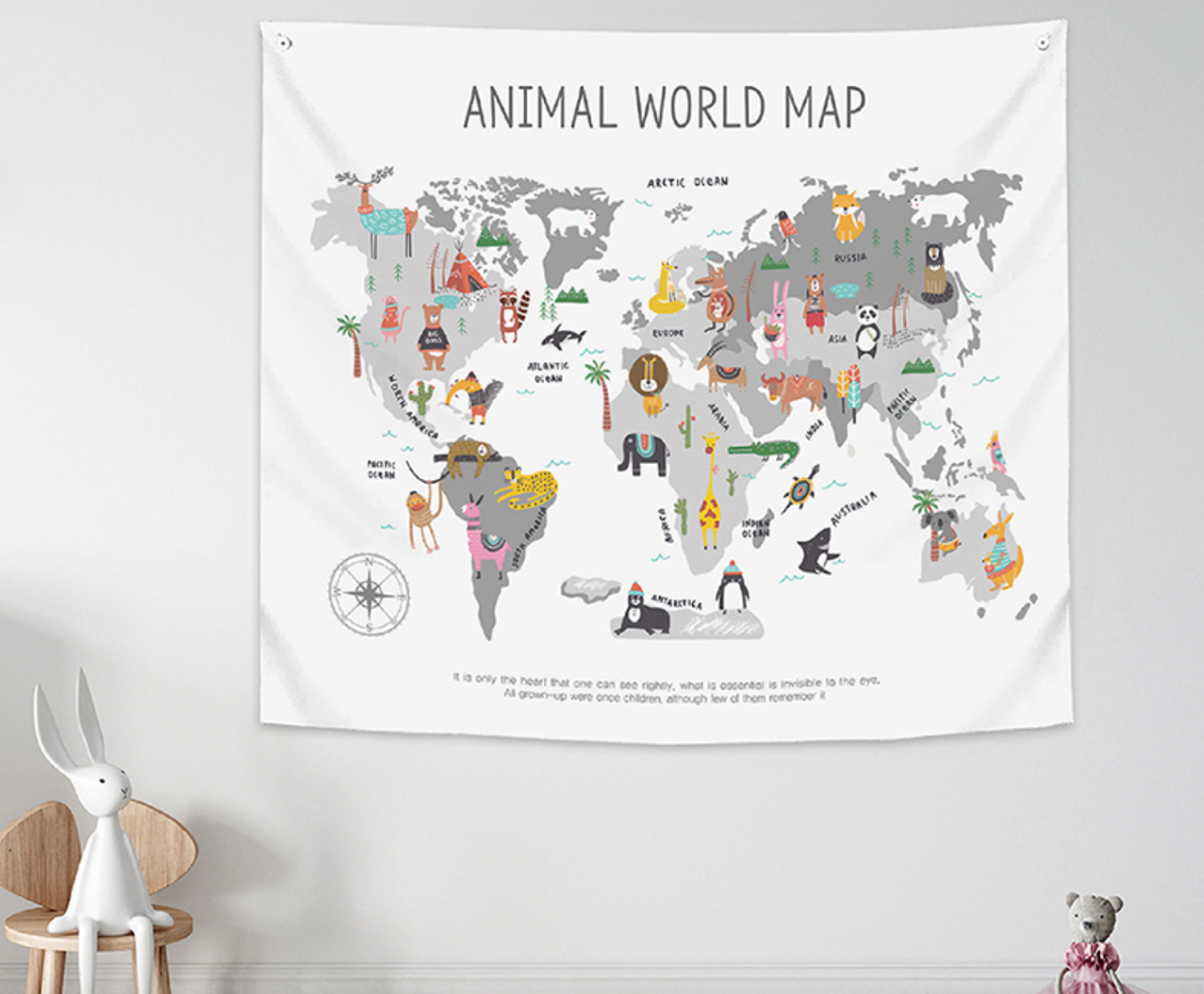 Animal World Map 150cm x 130cm
