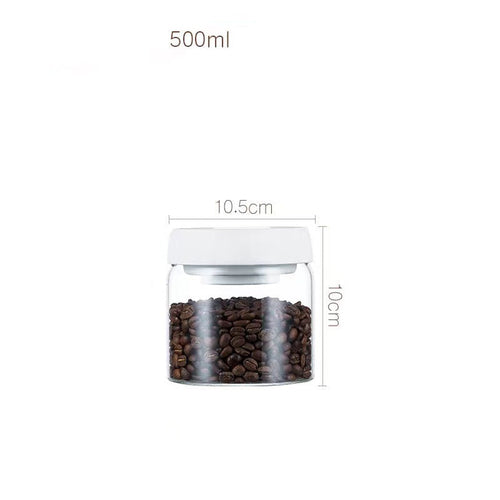 Vacuum Sealed Jug Set Black Coffee Beans Glass Airtight Canister