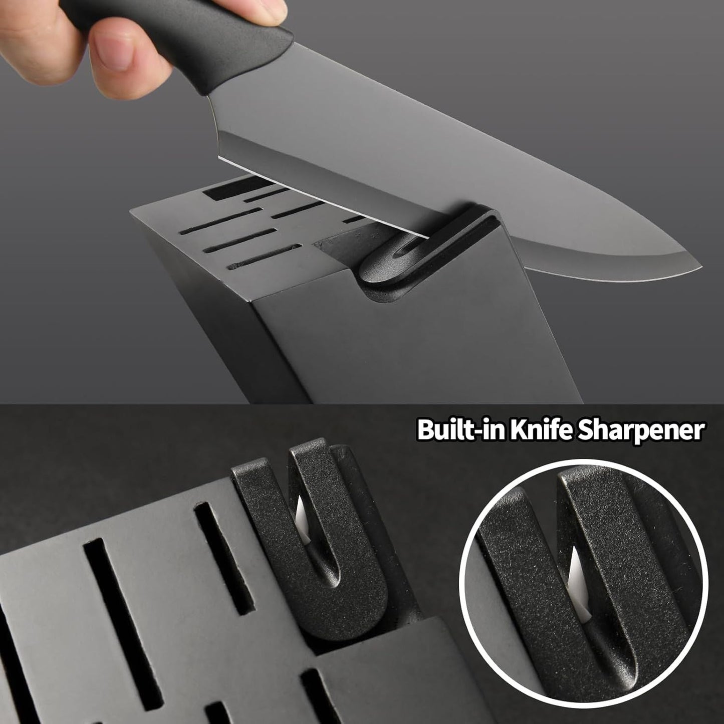 16 Pieces Kitchen Knife Block Set with Cutting Board, German Premium