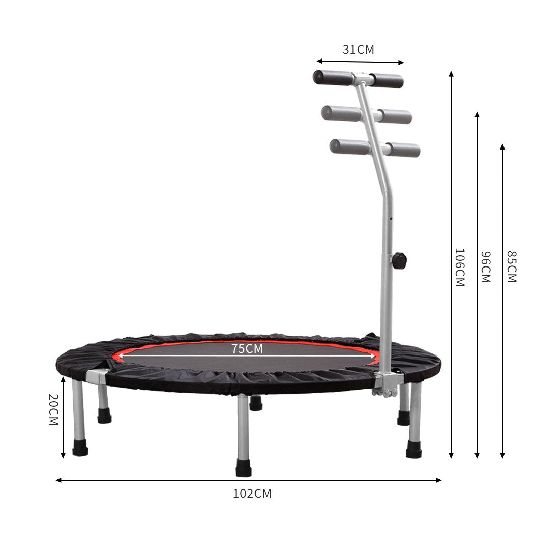 40"" Fitness Trampoline Foldable Mini Rebounder Handrail Cardio