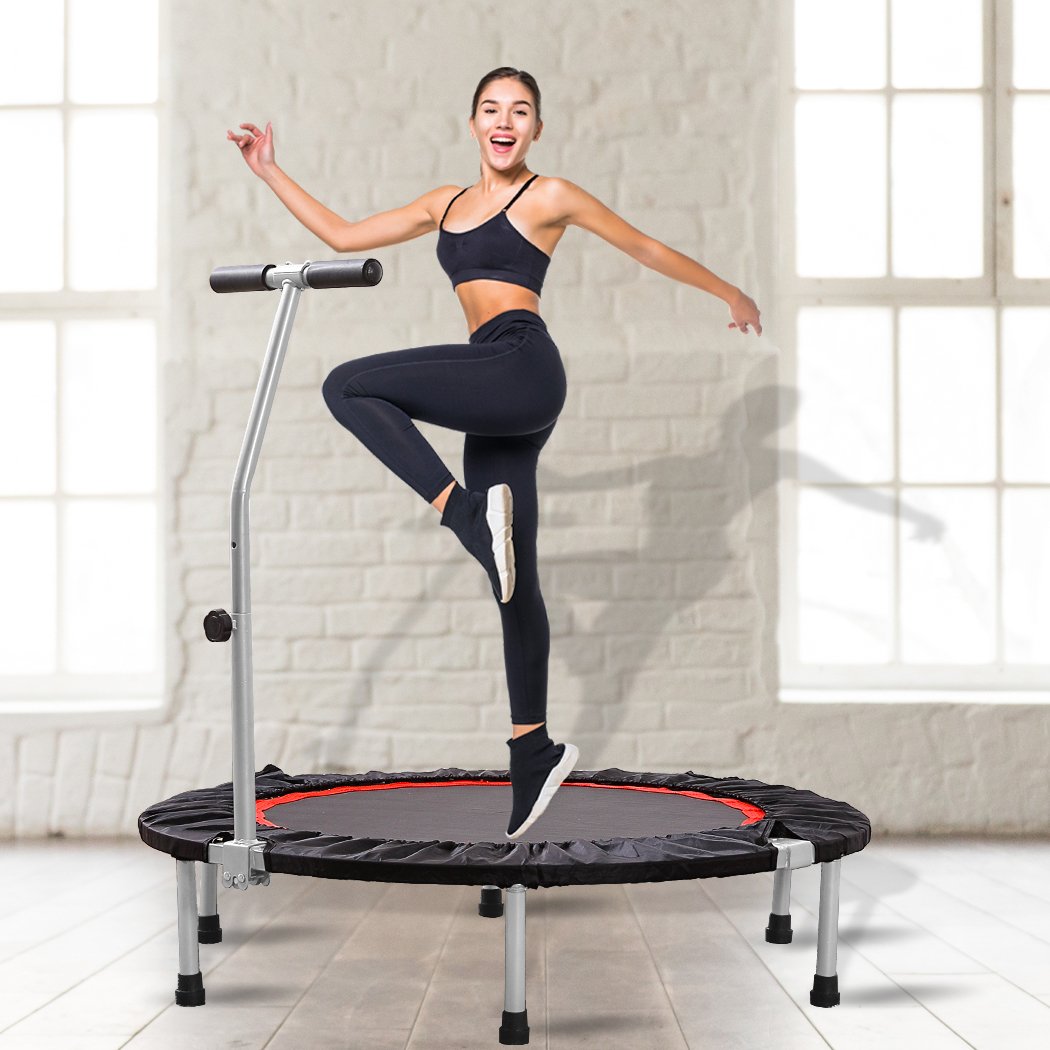 40"" Fitness Trampoline Foldable Mini Rebounder Handrail Cardio