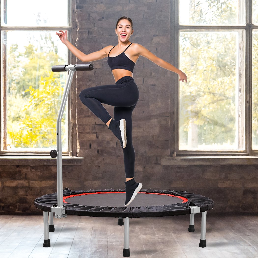 40"" Fitness Trampoline Foldable Mini Rebounder Handrail Cardio