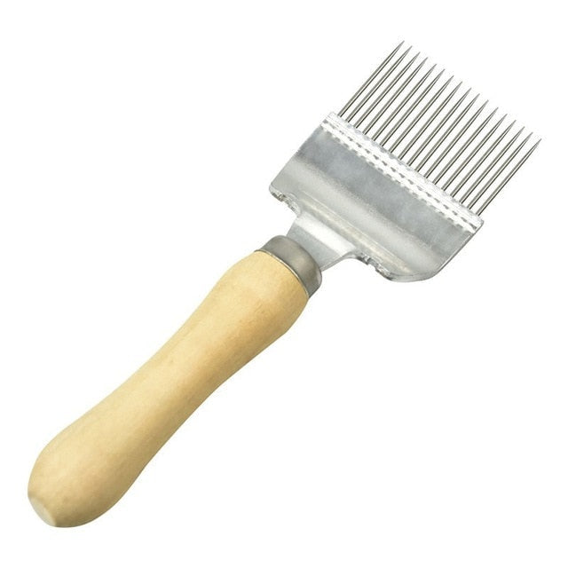 Stainless Steel Honey Knife Straight Needle Honey Comb Uncapping Fork Wood Handle Beekeeping Tools-1