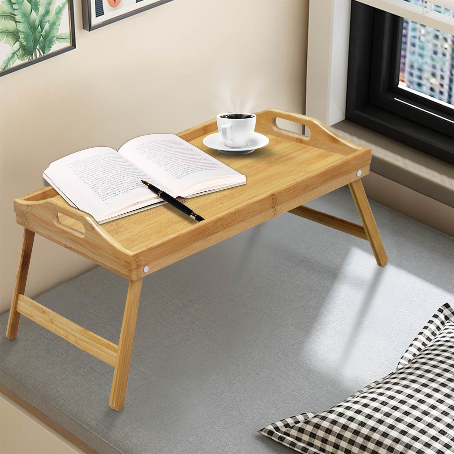 Wooden Folding Tray Bamboo Fold Up