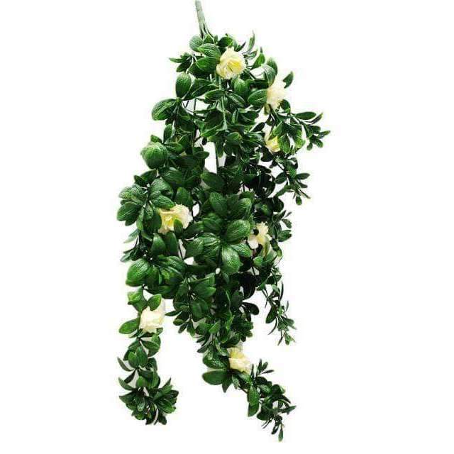 UV Hanging White Rose Stem - 85cm