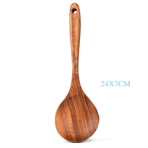 Teak Natural Wood Tableware Spoon Ladle Turner Rice Colander Soup
