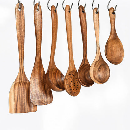 Teak Natural Wood Tableware Spoon Ladle Turner Rice Colander Soup