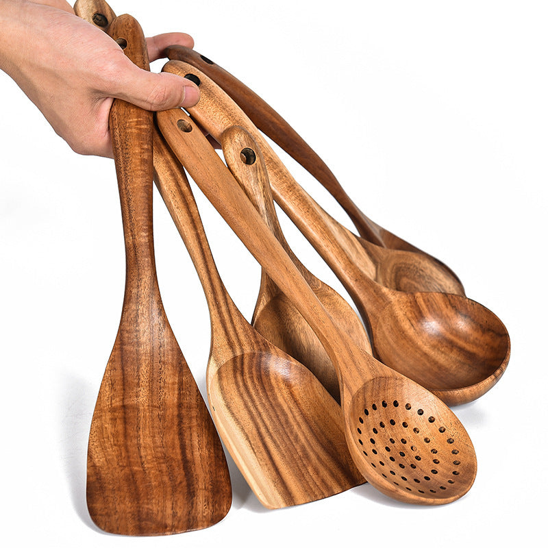 Teak Natural Wood Tableware Spoon Ladle Turner Rice Colander Soup