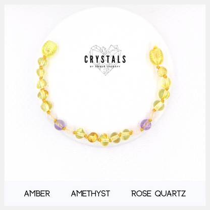 Amber, Amethyst & Rose Quartz Child Anklet-0