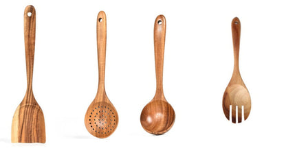 Teak Natural Wood Tableware Spoon Ladle Turner Rice Colander Soup