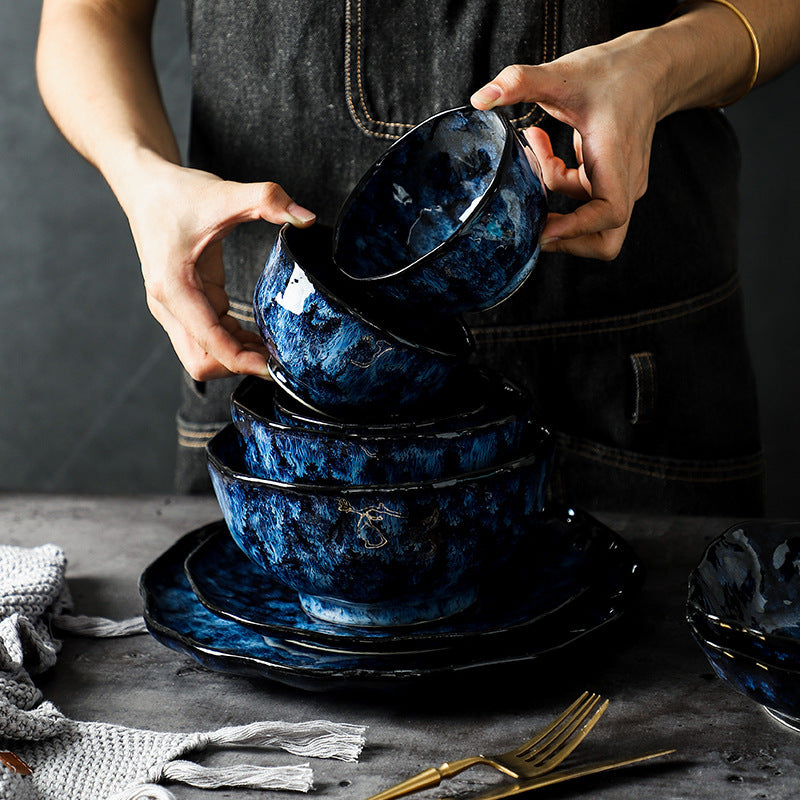 Blue Enchantress Tableware Set High-End Restaurant Plate Hotel