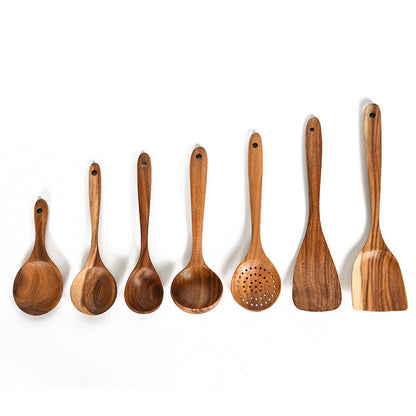 Teak Natural Wood Tableware Spoon Ladle Turner Rice Colander Soup
