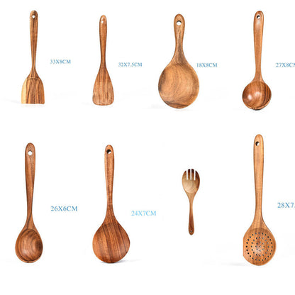 Teak Natural Wood Tableware Spoon Ladle Turner Rice Colander Soup