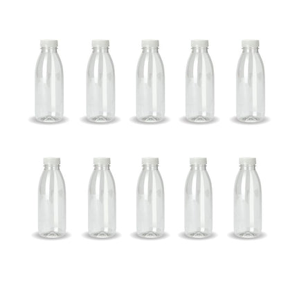 10x 300ml PET Juice Bottles + Tamper Evident Caps
