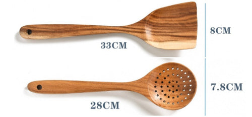 Teak Natural Wood Tableware Spoon Ladle Turner Rice Colander Soup