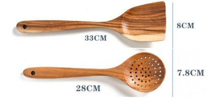 Teak Natural Wood Tableware Spoon Ladle Turner Rice Colander Soup