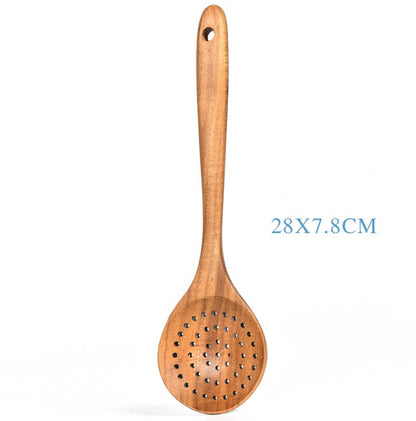 Teak Natural Wood Tableware Spoon Ladle Turner Rice Colander Soup