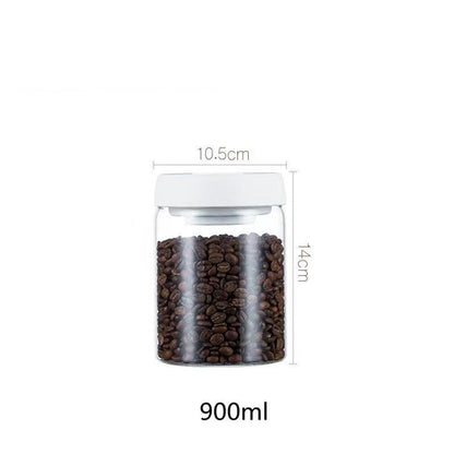 Vacuum Sealed Jug Set Black Coffee Beans Glass Airtight Canister