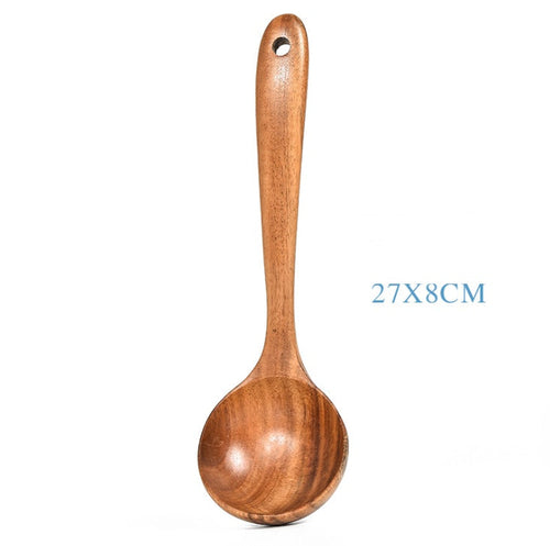 Teak Natural Wood Tableware Spoon Ladle Turner Rice Colander Soup