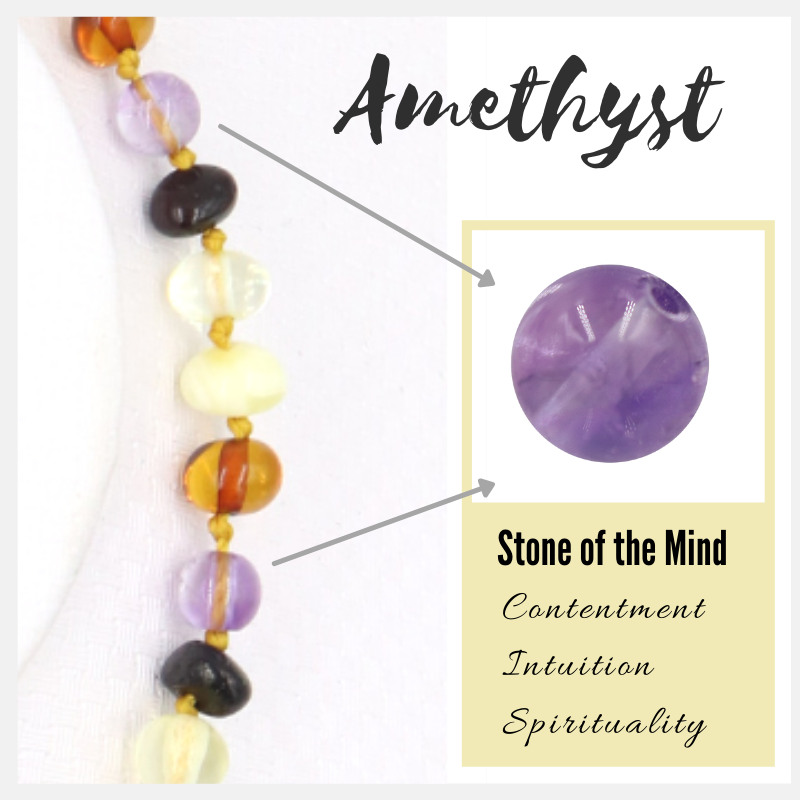 Amber, Howlite and Amethyst Adult Anklet-4