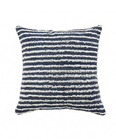 14" X 36" Black And Cream 100% Cotton Striped Zippered Pillow