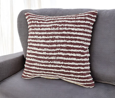 14" X 36" Black And Cream 100% Cotton Striped Zippered Pillow