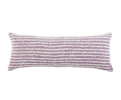 14" X 36" Black And Cream 100% Cotton Striped Zippered Pillow