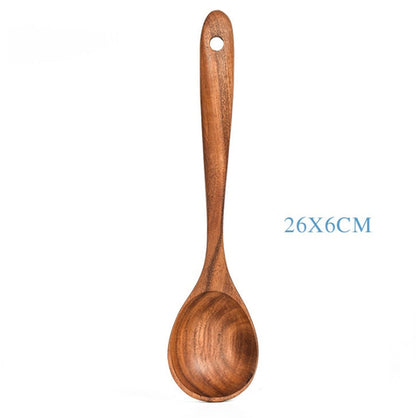 Teak Natural Wood Tableware Spoon Ladle Turner Rice Colander Soup