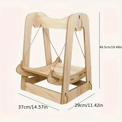 Wooden Rocking Bed Cat Furniture - Double Layer Cat Hammock-2