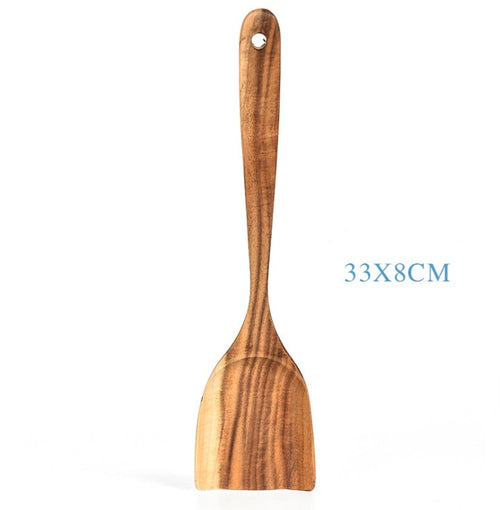 Teak Natural Wood Tableware Spoon Ladle Turner Rice Colander Soup