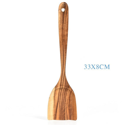 Teak Natural Wood Tableware Spoon Ladle Turner Rice Colander Soup