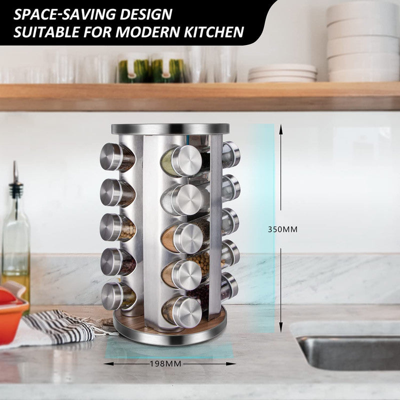 VIKUS Rotating Spice Rack Organizer with 20 Pieces Jars