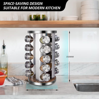 VIKUS Rotating Spice Rack Organizer with 20 Pieces Jars