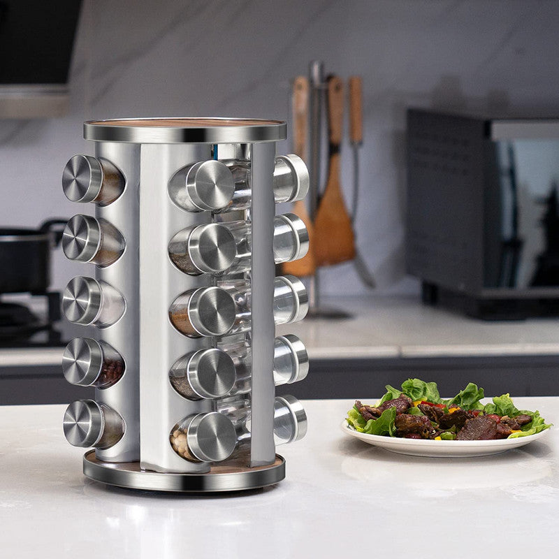 VIKUS Rotating Spice Rack Organizer with 20 Pieces Jars