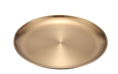 Retro Metal Round Tray Stainless Steel Snack Fruit Tray Jewelry