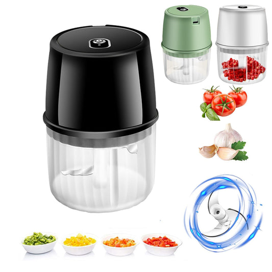 Handheld Cordless Garlic Mincer Compact Battery-Powered Food Processor