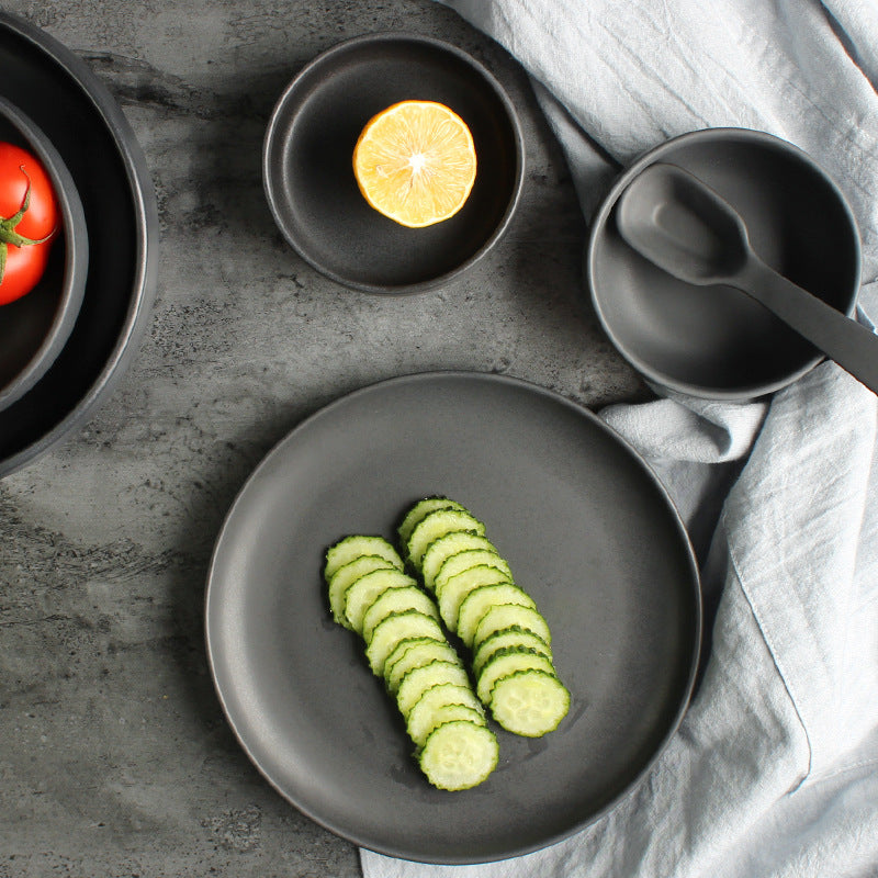 Nordic Ceramic Rice Bowl Steak Plate Deep  Household Tableware Dish