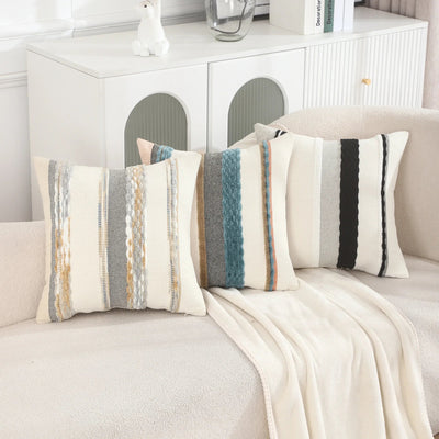 Boho Striped Chenille Throw Pillowcases