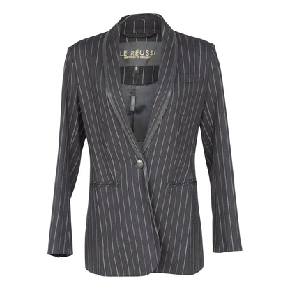 Black Pinstripes Blazer – Women’s Tailored Office Jacket