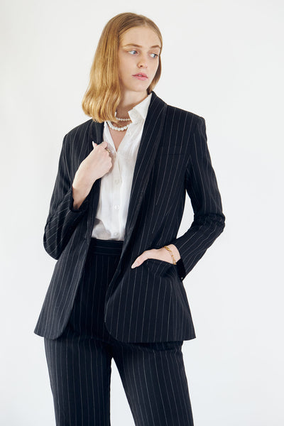 Pinstripe Elegance Blazer - Women’s Office Chic
