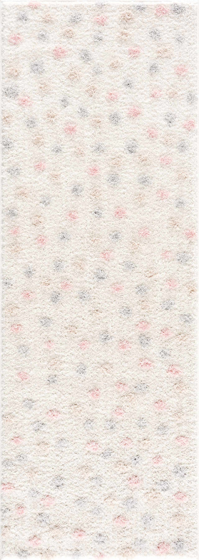 Cansu Pink & Cream Dotted Area Rug