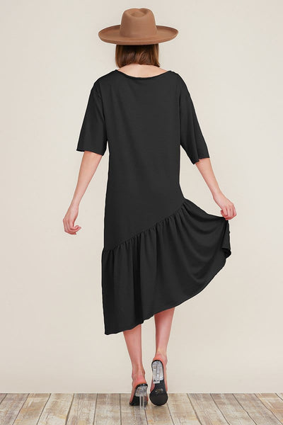 Ruffle Tier Boat Neck Dress