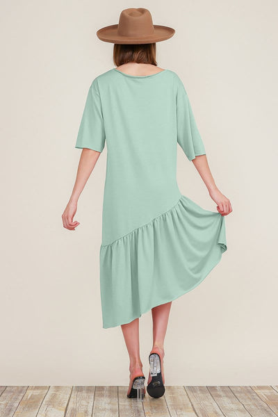 Ruffle Tier Boat Neck Dress